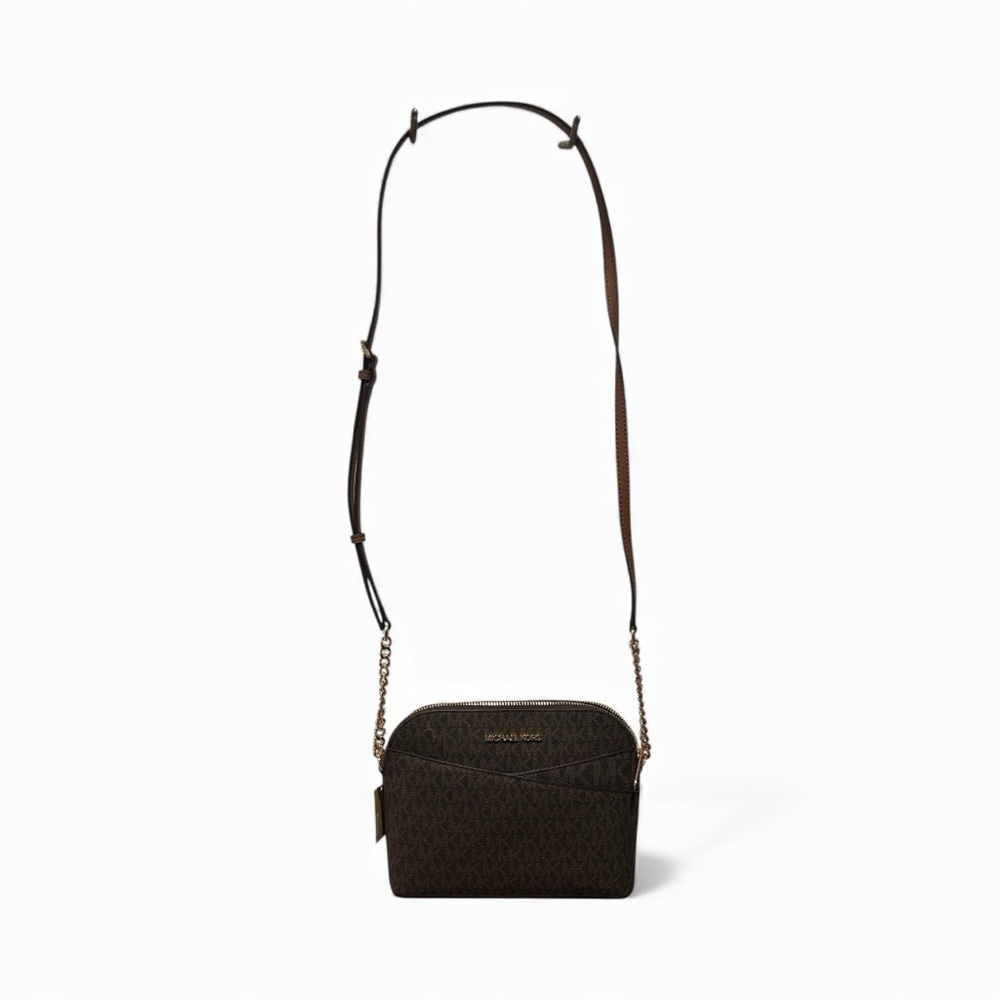 Michael Kors Jet Set Travel Medium Dome Crossbody in Brown Signature Canvas-NWT - Picture 3 of 9